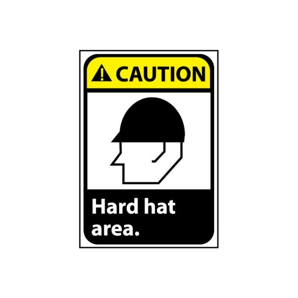 National Marker Co Caution Sign 14x10 Rigid Plastic - Hard Hat Area CGA1RB - main